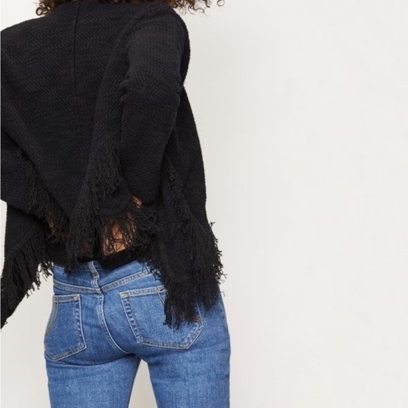 Anthropologie Maje Black Maldives fringe tweed open style  cardigan size small - Picture 2 of 8